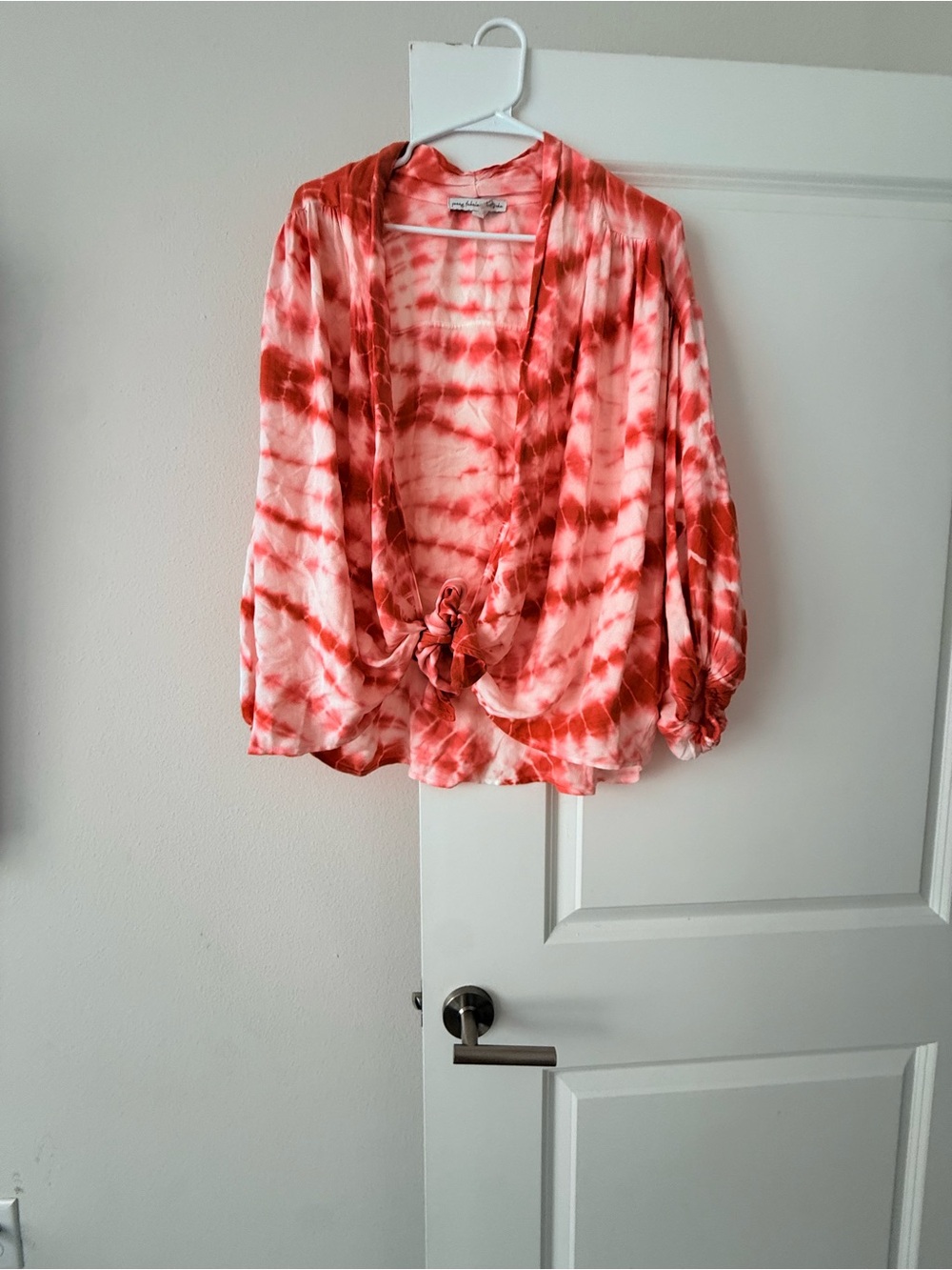 Young Fabulous & Broke Red and Pink Tie-Dye Knot-Front Blouse